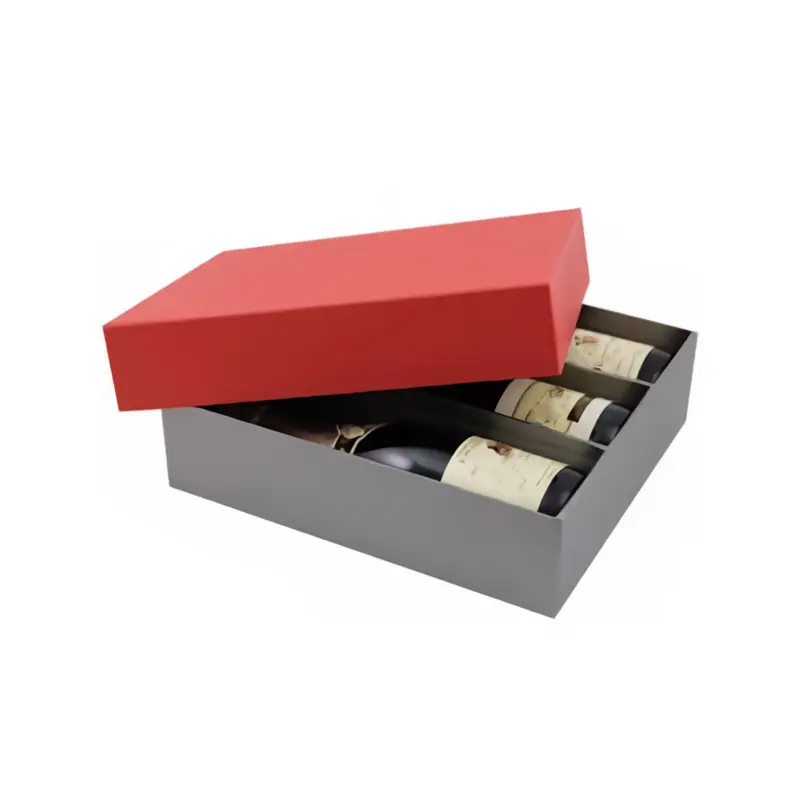 กล่องกระดาษขวดไวน์750mll กระดาษแข็งสีขาวพร้อมกล่องแบ่งฝาโลโก้และกล่องกระดาษ