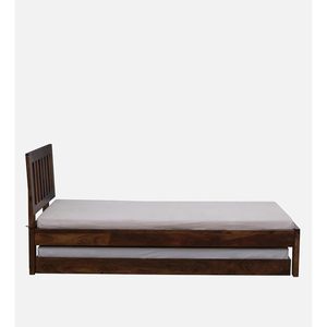 Lit simple en bois de sheesham massif de qualité supérieure avec lit gigogne intégré, finition noyer miel naturel, collection prix de gros - Product Image 3