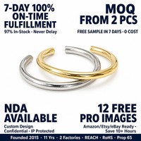 Bracelets Joncs Creux en Acier Inoxydable Plaqué Or 18K PVD pour Femme, Étanche et Inaltérable
