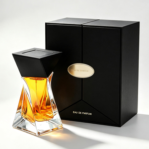 Botella de Perfume de Vidrio Irregular de 75 ml con Logotipo Personalizado, Envase de Fragancia Vacío de Lujo con Caja Negra para Marcas de EE. UU. y Francia - Product Image 1