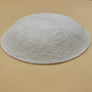 DMC Kippah 22cm blanco hecho a mano de ganchillo de punto <span class=keywords><strong>Kipa</strong></span> sombreros de fiesta festivos para adultos para escenas de negocios al aire libre - Product Image 3