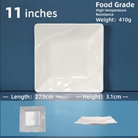 Ensemble d'assiettes carrées en mélamine de 11 pouces, motif uni, minimalisme moderne, résistant aux chocs, assiette spécifique pour les cantines de restauration rapide