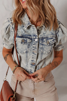 Veste en jean à simple boutonnage pour femmes Badge respirant rempli de coton Vêtements Streetwear d'hiver Motif solide Style d'été