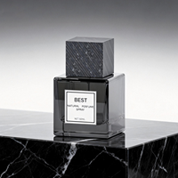 Envases de Perfume Cuadrados de Vidrio de Lujo con Tapa Cuadrada de Madera Negra de 30 ml y 50 ml con Caja de Empaque