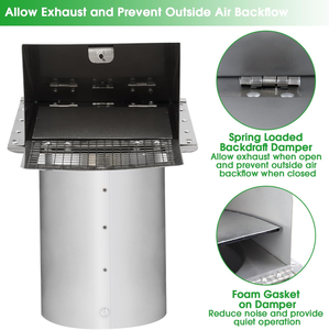 Grille d'aération murale extérieure en acier galvanisé de 4 pouces, design moderne, avec moustiquaire, pour sèche-linge domestique - Product Image 3