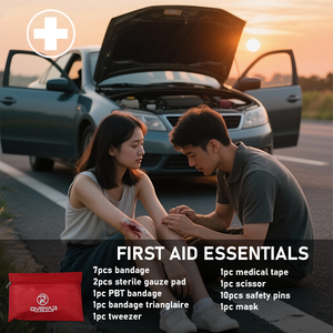 Kit d'urgence automobile pour marchandises en vrac, survie en extérieur, outils de réparation routière, en tissu Oxford, couleur rouge, garantie 1 an - Product Image 5