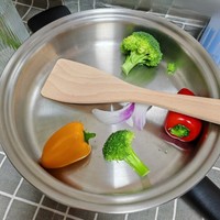 Ensemble de 4 ustensiles de cuisine en bois de hêtre non peint de 30 cm : Spatule, Cuillère, Fourchette pour poêles antiadhésives