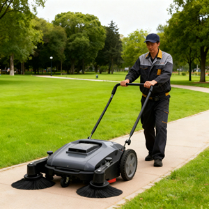 AL920 Estrada ao ar livre sem poder Manual Industrial Floor Cleaning Machine Walk Behind Mão empurrar Floor <span class=keywords><strong>Sweeper</strong></span> para folha - Product Image 2