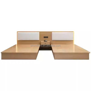 Budget-friendly Furniture Wooden Base <b>Queen</b> King Hotel <b>Bed</b> <b>Frame</b> With Headboard NightstandTV Cabinet & Wardrobe For 3 Star Hotel - Product Image 6