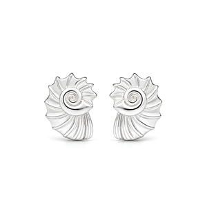 Boucles d'oreilles en argent sterling 925 en forme de coquille de nautilus – Bijoux au design en spirale inspiré de l'océan - Product Image 1