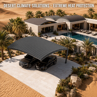 Cochera Arqueada de Aluminio, Cubierta para Auto, Refugio para Estacionamiento al Aire Libre, Resistente al Calor, a la Arena y a la Corrosión, para Villas en el Desierto