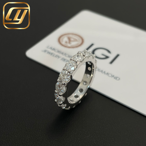 Fine Jewelry Round Brilliant Diamond 4MM IGI Certified 925 Sterling Silver Wedding Band <b>Ring</b> VS Clarity Lab Grown Diamond - Product Image 1