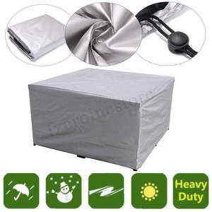 Housse de protection pour meubles d'extérieur en polyester imperméable, ensemble combiné moderne et simple pour table et chaises de patio, protection contre la poussière - Product Image 5