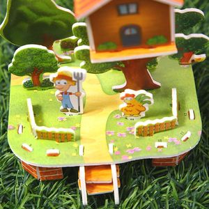 Petit puzzle en papier tridimensionnel, jouet éducatif DIY interactif parent-enfant, maison à assembler, puzzle 3D pour les tout-petits - Product Image 3