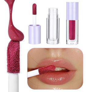 Custom Logo Lip Glaze Lipgloss Tube Eyeliner Mascara Tube Screw Cap Skin Care pink White <b>Round</b> Lip Gloss with Big <b>Brush</b> - Product Image 4