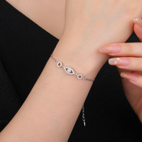 Bracelet à breloques en zircon de haute qualité, en argent 925 plaqué rhodium, luxe léger et raffiné, vente en gros d'usine