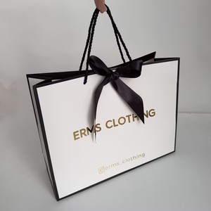 Custom Logo High Hardness Matte White Gift Shopping Handbag Multi Sizes Fashion Brand Gift <b>Paper</b> Bags with Black Twisted Handle - Product Image 3