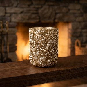 Shri Govind International Gold Pearl Glass Handmade Soy Wax Art <b>Candle</b> Cylinder for Birthday Home Decor-Made in Uttar Pradesh - Product Image 2
