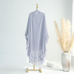 复古2层雪纺马克西长Khimar高级穆斯林女性伊斯兰服装加尺寸盖头斋月祈祷Khimar - Product Image 4