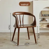 Chaise de salle à manger de style chinois en bois massif, chaise de bureau de luxe, chaise de thé design, dossier et accoudoirs en noyer noir, moderne pour usage domestique
