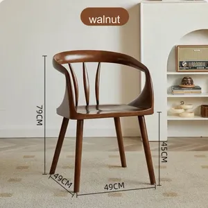 Silla de comedor de estilo chino de madera maciza, silla de té de diseñador de estudio de lujo, respaldo de nogal negro, reposabrazos moderno para uso doméstico - Product Image 5