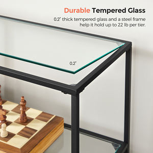 <span class=keywords><strong>VASAGLE</strong></span> Table <span class=keywords><strong>console</strong></span> moderne Table basse structure en acier 3 étagères étagère en verre trempé Table de couloir - Product Image 4