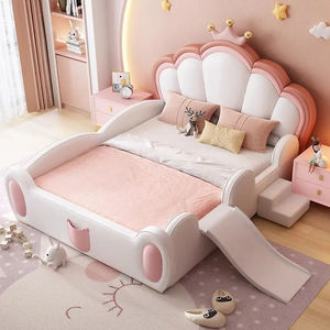 Nouveau lit de voiture en bois mignon pour enfant en bas âge, ensemble de chambre à coucher pour enfants écologique rose avec barrière de sécurité - Product Image 5