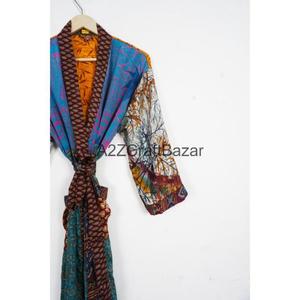 Kimono de seda Vintage largo para mujer, batas de dama de honor de retazos hechas a mano, ropa de dormir de tamaño libre para verano y primavera - Product Image 6