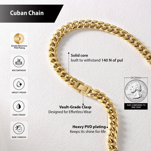 Cadena Cubana para Hombre, 8mm, Chapada en Oro Real de 18k, Duradera, Antialérgica, Regalo de Cumpleaños para Mujer, Joyería Hip Hop, Collar Cubano Miami - Product Image 3