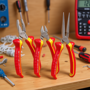 085 Ex Se3 <b>Pliers</b> <b>Set</b> 3 Piece With Red Yellow Handles For Electrical Work - Product Image 3