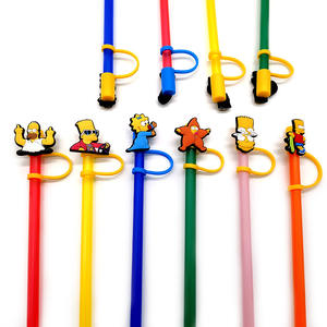 Divertidos dibujos animados <span class=keywords><strong>Simpson</strong></span> reutilizable a prueba de salpicaduras pajita para beber decoración de fiesta promocional dijes de paja cubierta de goma Topper - Product Image 1