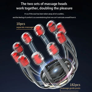 Pemijat kepala nirkabel gurita dengan musik relaksasi cahaya merah biru mengurangi ketegangan stres goresan kulit kepala menawarkan bantuan kulit kepala - Product Image 3