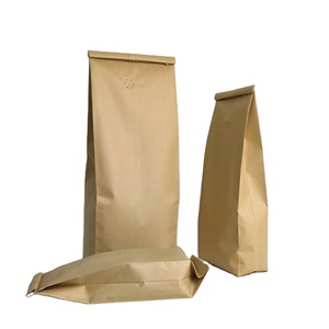 Bolsas de café de papel Kraft de primera calidad con fondo plano, bolsa de pie compostable impresa personalizada con válvula y cremallera - Product Image 2