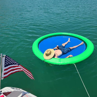 Hamac aquatique gonflable bleu de qualité, plateforme gonflable personnalisée pour le plaisir aquatique, PLATEFORME GONFLABLE