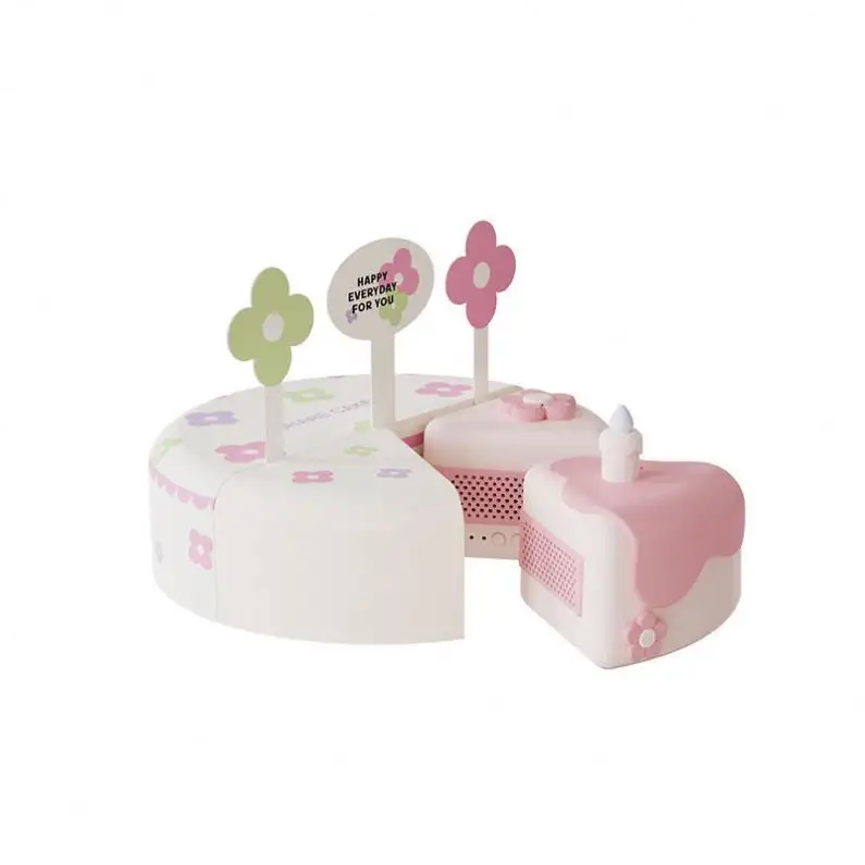 Creative cute birthday cake bluetooth speaker TWS mini wireless desktop pink speaker gift for girlfriend BT bass Stereo Speaker
