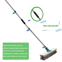 Brosse à balai de pont en fil d'acier inoxydable à long manche brosse d'épurateur de sol de nettoyage extérieur