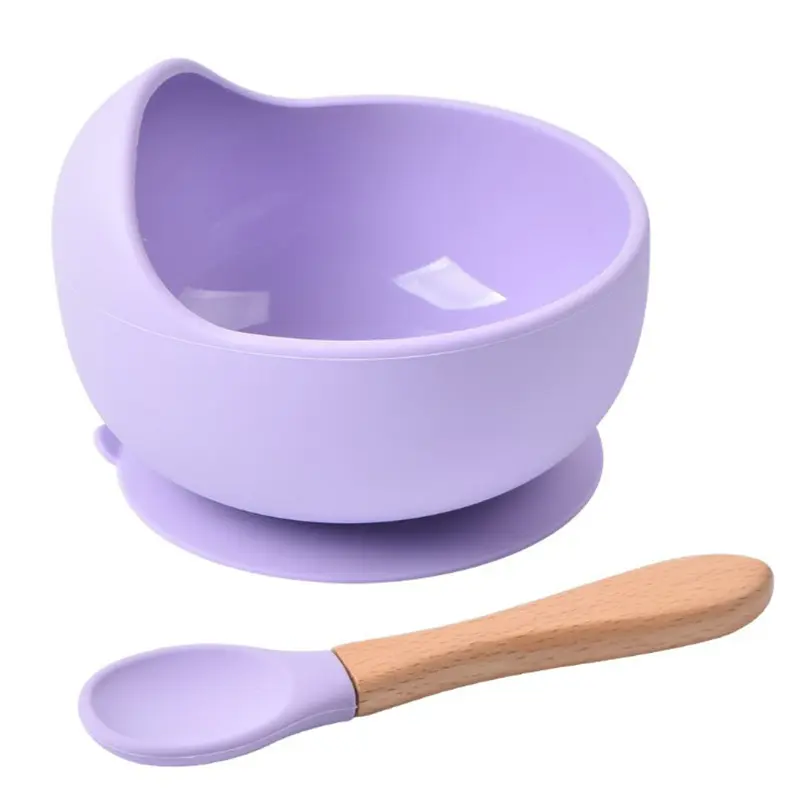 Kids Safe Non-toxic Food Grade Silicone Feeding Bowl Set Cute With Spoon For Baby