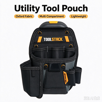 TOOLSTACK Sac à outils multifonction pour électricien, pochette de rangement à accrochage rapide, 3L, organisateur à 5 à 8 poches, noir et orange