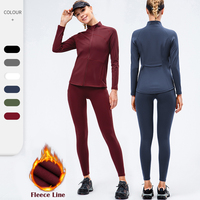 Ensemble de yoga 2 pièces pour femme, veste à manches longues et leggings en polaire, léger et anti-transpiration, collection automne, vente en gros