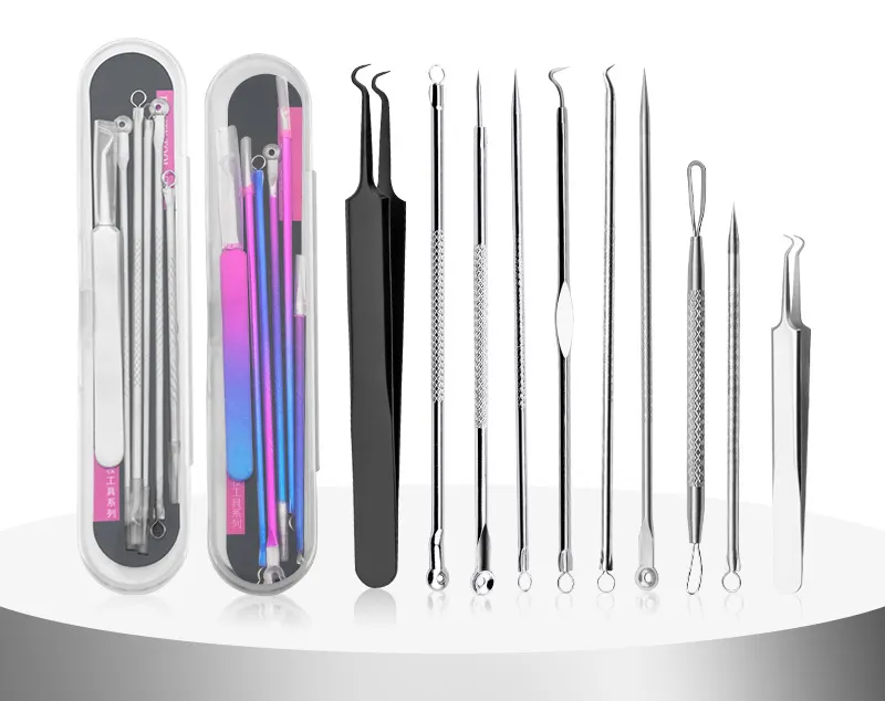 Best Blackhead Tweezers Kit Stainless Pimple Acne Blemish Removal Facial Comedone Extractor