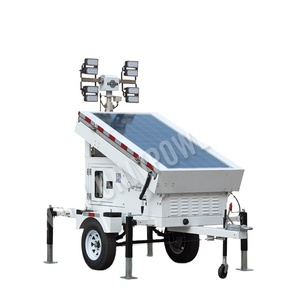 Promotion mobile trailer solar light tower use green energy products with high efficiency LED lights and telescopic mast