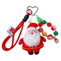 Porte-clés en peluche de Noël en forme de Père Noël, fait main, créatif, en fourrure, pour femmes, sac Miu, cadeau de Noël