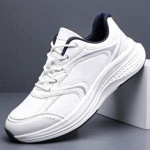 Chaussures de course pour hommes en cuir véritable, doublure en mesh, semelle extérieure en caoutchouc, semelle intermédiaire en EVA, respirantes, semelle souple, chaussures de sport - Product Image 1