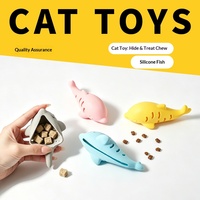 Jouet pour chat en silicone en forme de poisson - Durable, résistant aux morsures, alimentation lente, dissimulateur de nourriture, soulagement des dents, jeu interactif pour animaux de compagnie