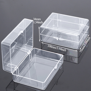 กล่องพลาสติกใสฝาดำแบบแข็งพร้อมบานพับ สำหรับจัดแสดงของชำร่วย ตัวอย่าง ของสะสม และเก็บแร่ธาตุ - Product Image 1