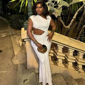 White Maxi Dress - V-Neck Backless Summer Style