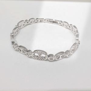 OEM plata 925 sterling Silver Hip hop <b>men</b> luxury bracelet bulk fashion women 14k gold plated zircon chunky stack chain bracelets - Product Image 2