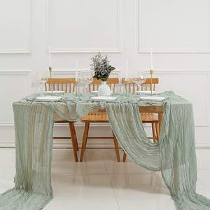<strong>Top</strong> Selling Sage Green <strong>Cheesecloth</strong> Table Runner 10ft Boho Gauze Cheese Cloth Table Runner for Wedding Decoration - Product Image 2
