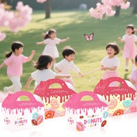 Boîtes en papier pliables portables en forme de donut pour fournitures de fête transfrontalières du Zhejiang, sacs à bonbons, emballages cadeaux d'anniversaire personnalisables