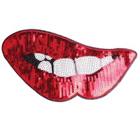 Nouveau grand Sequin bouche broderie tissu Patch Patch vêtements accessoires Denim vêtements garniture